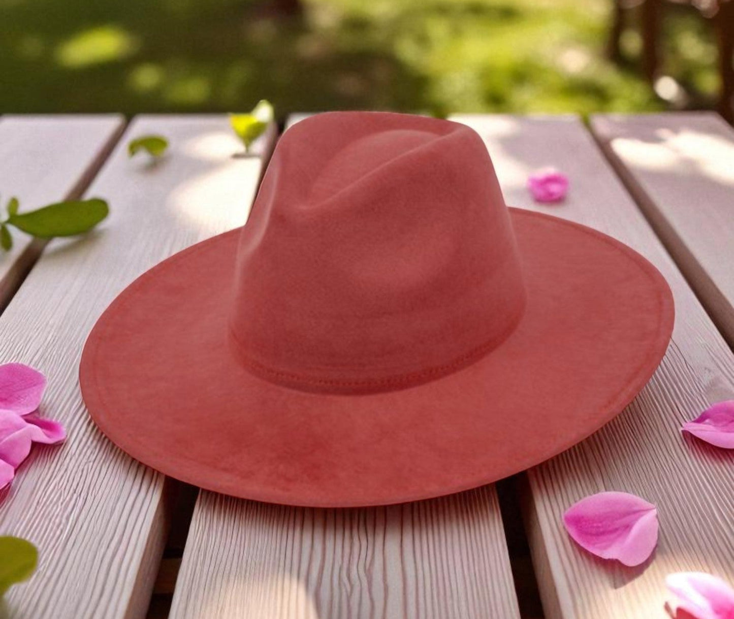 Coral Suede Wide Brim Hat