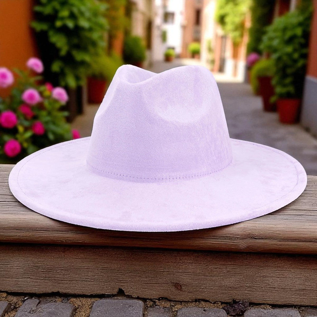 Lavender Wide Suede Hat