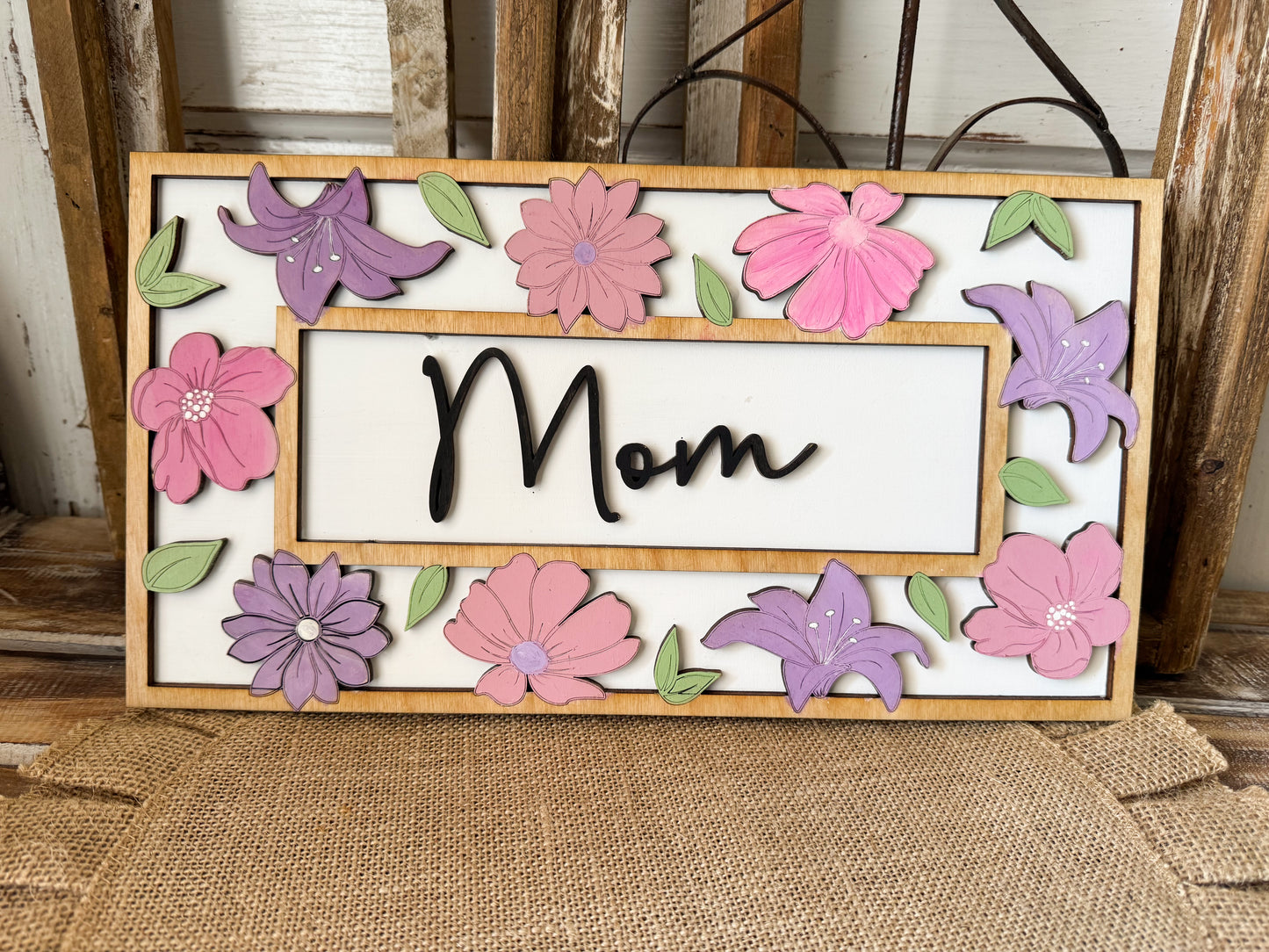 Mom Floral Sign