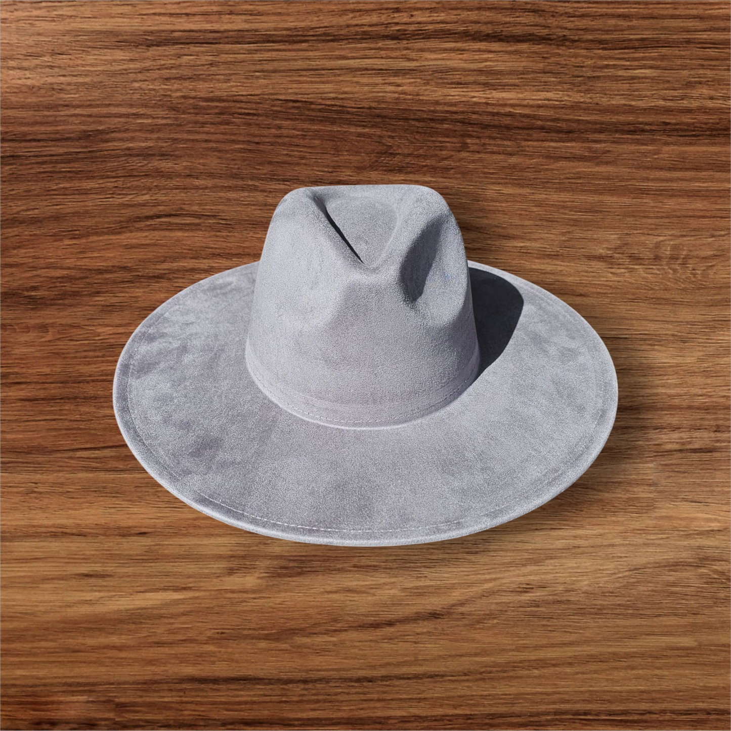 Grey Suede Wide Brim Hat