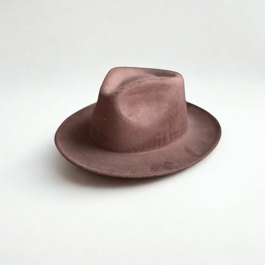 Brown fedora hat on a white background
