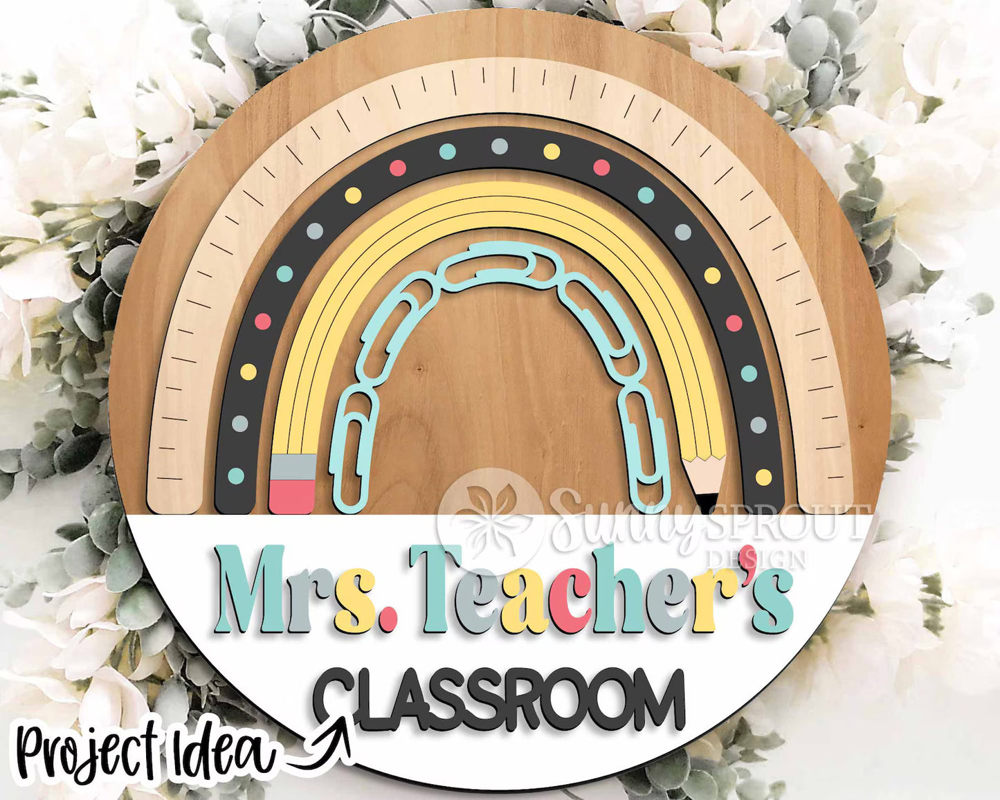 Classroom Rainbow Teacher Personalized  Wood Sign