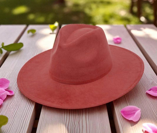 Coral Suede Wide Brim Hat