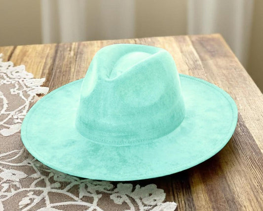 Light Mint Suede Wide Brim Hat
