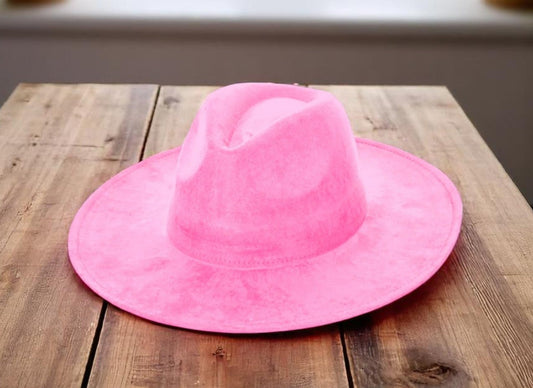 Barbie Pink Suede Wide Brim Hat