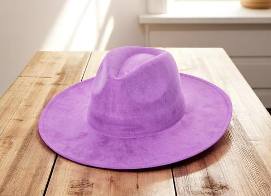 Lilac Suede Wide Brim Hat