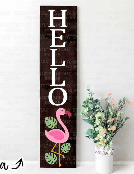 Hello Flamingo Tropical Porch Sign